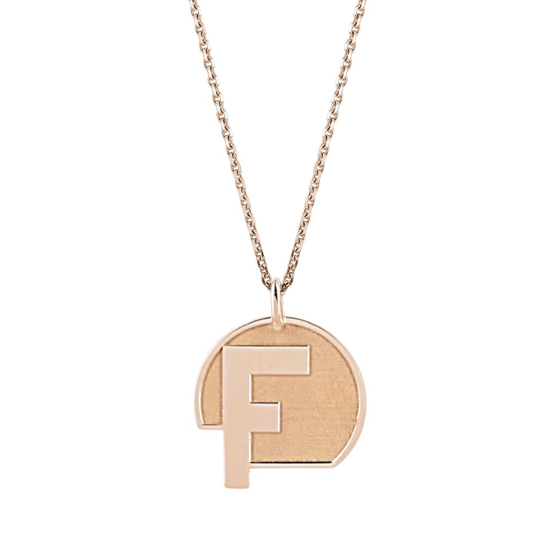 Pendentif lettre F or 18 carats OR ROSE