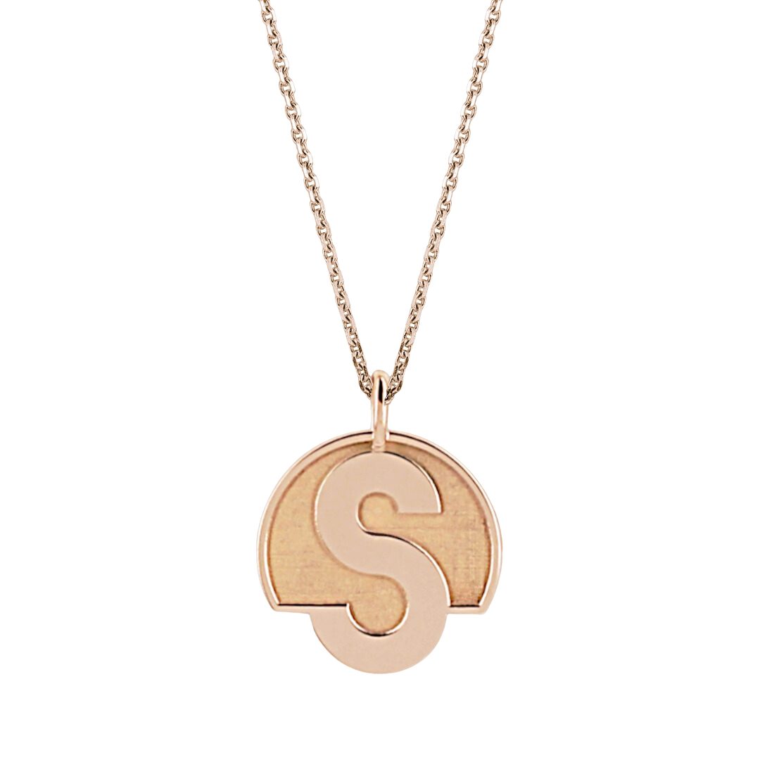 Pendentif lettre S or 18 carats OR ROSE