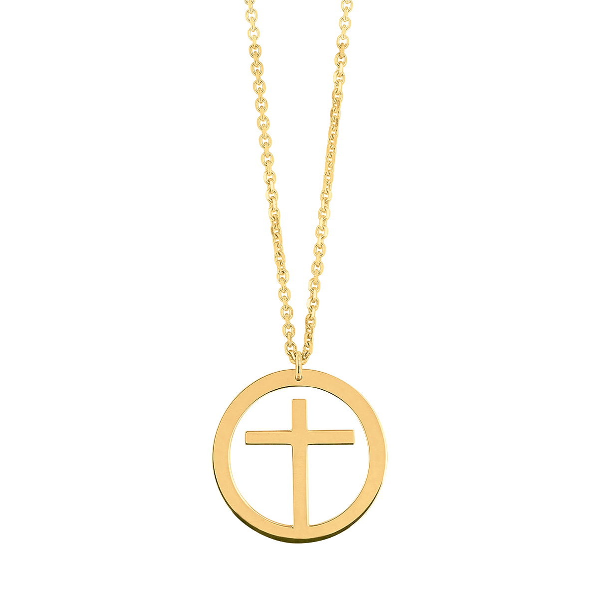 pendentif collier croix éternité en or jaune 18 carats