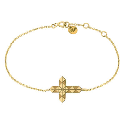 bracelet chaine croix facette en or jaune
