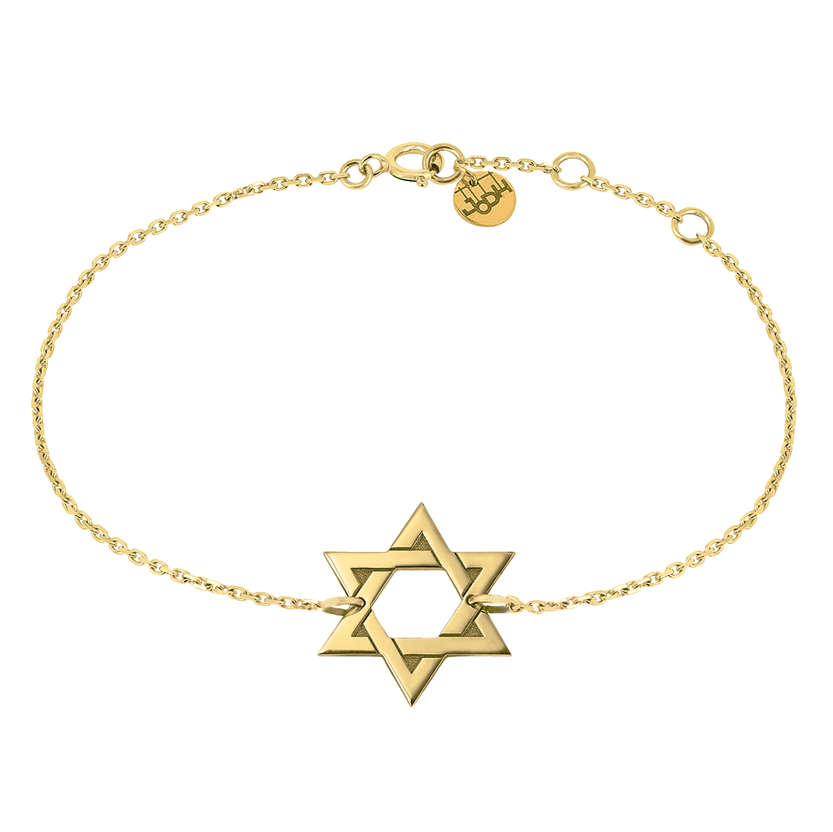 bracelet chaine étoile de david or jaune 18 carats