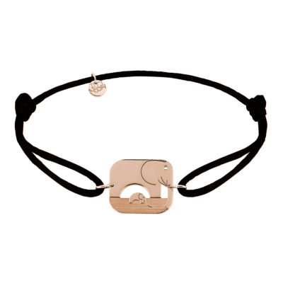 bracelet cordon maman bebe elephant en or rose