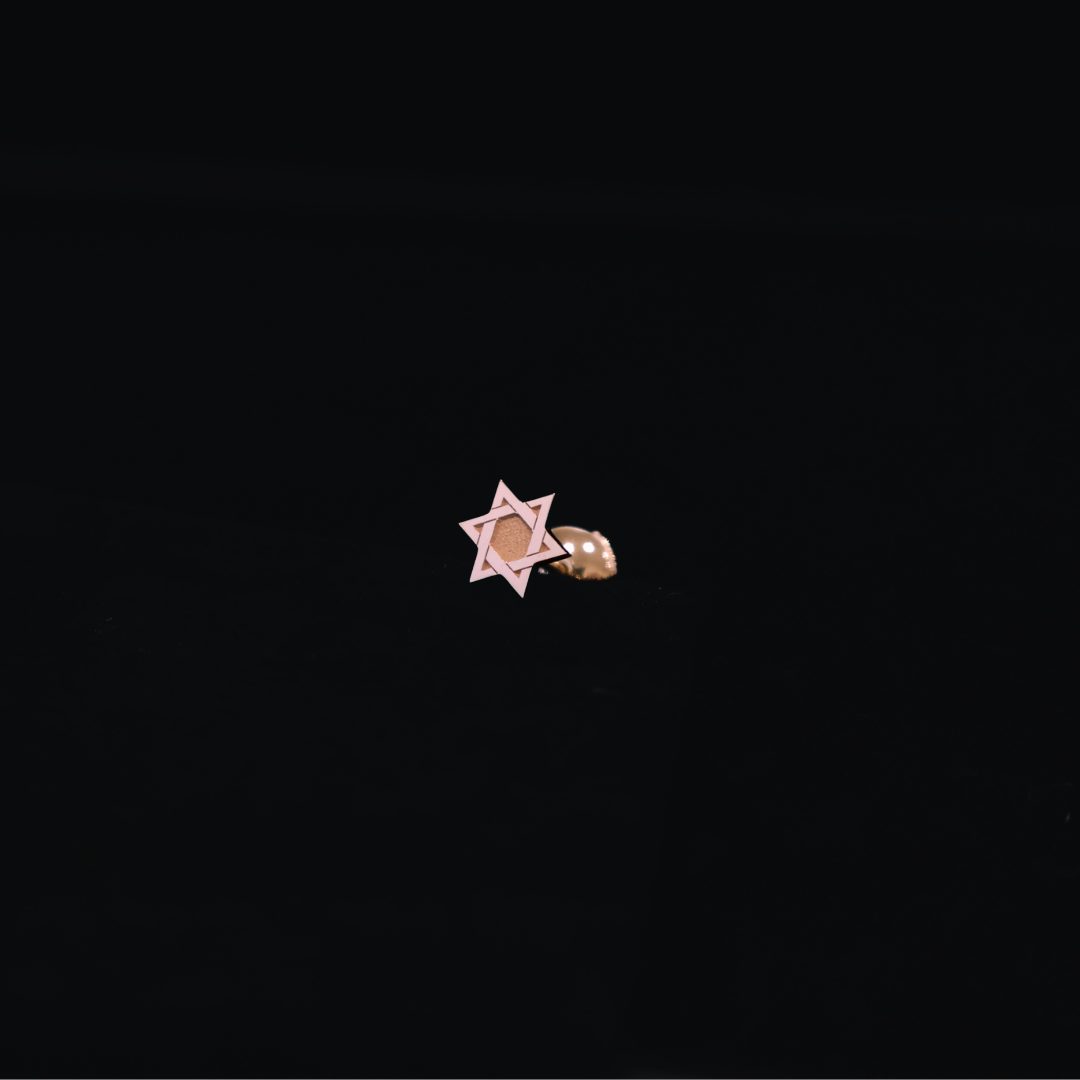 Boucle d'oreille en or 18 carats boucle d'oreille étoile de david dépareillé en or rose
