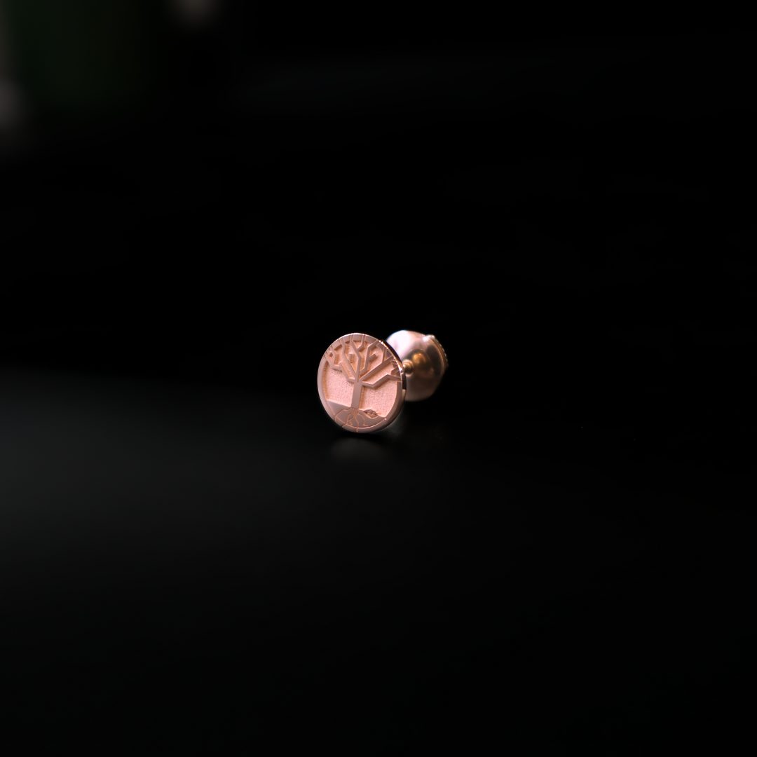 boucle d'oreille arbre de vie non repércé or 18 carats rose